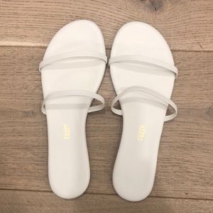 TKEES Gemma White Slide Sandals